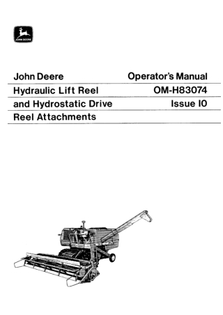 John Deere Hydraulic Lift Reel and Hydrostatic Drive Reel Attachments Operator’s Manual Instant Download (Publication No