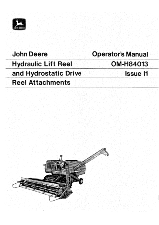 John Deere Hydraulic Lift Reel and Hydrostatic Drive Reel Attachments Operator’s Manual Instant Download (Publication No