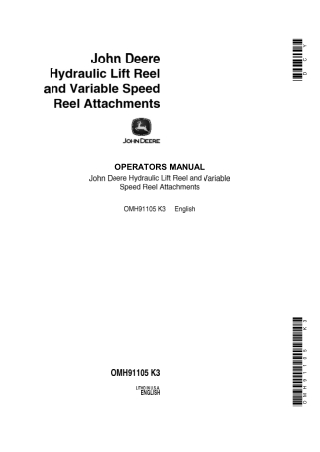 John Deere Hydraulic Lift Reel and Variable Speed Reel Attachments Operator’s Manual Instant Download (Publication No.OM