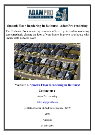 Smooth Floor Rendering In Bathurst   AdamPro rendering