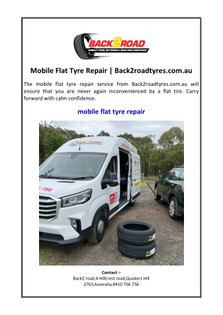 Mobile Flat Tyre Repair | Back2roadtyres.com.au