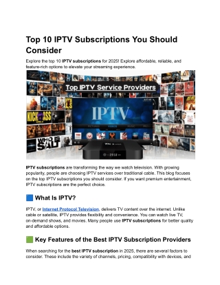 Top 10 IPTV Subscriptions You Should Consider