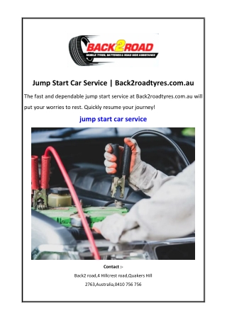 Jump Start Car Service | Back2roadtyres.com.au