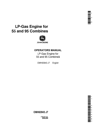 John Deere Lp-Gas Engine for 55 and 95 Combines Operator’s Manual Instant Download (Publication No.OMH63943)