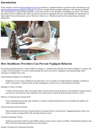 “How Healthcare Providers Can Prevent Negligent Behavior”