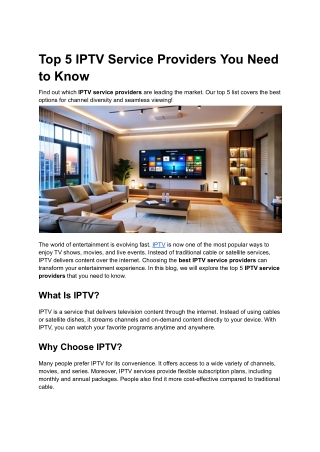 Top 5 IPTV Service Providers You Need to Know