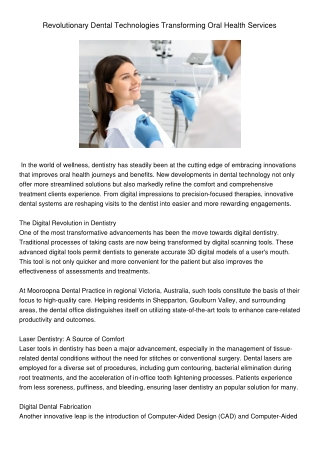 RevolutionaryDentalTechnologiesTransformingOralHealthServices