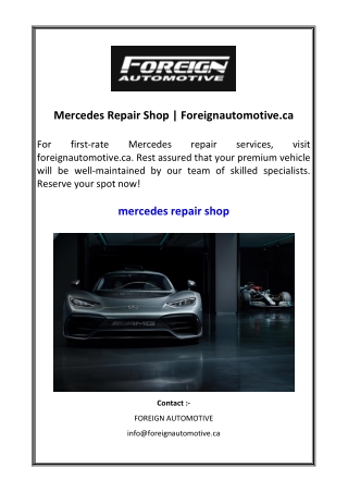 Mercedes Repair Shop | Foreignautomotive.ca