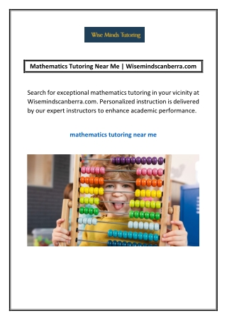 Mathematics Tutoring Near Me | Wisemindscanberra.com