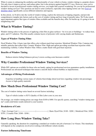 “Do You Tip for Professional Window Tinting Services?”