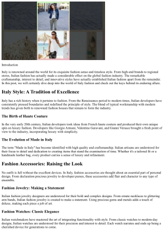 Italy Fashion: Unveiling the Beauty of Italian Design