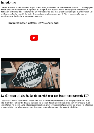 Le rôle essentiel des études de marché pour une bonne campagne de PLV