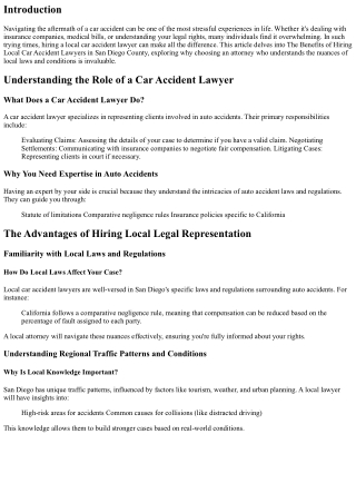The Benefits of Hiring Local Car Accident Lawyers in San Diego County