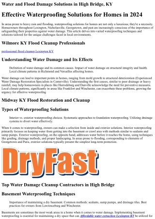 Best Water Damage Restoration in Georgetown, KY