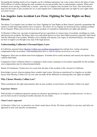 Los Angeles Auto Accident Law Firm: Fighting for Your Rights on Busy Streets