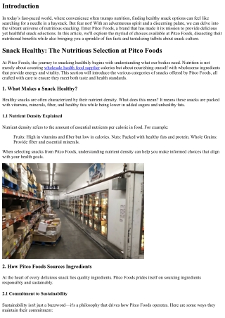 Snack Healthy: The Nutritious Selection at Pitco Foods