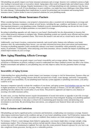 The Impact of Old Plumbing on Your Home's Insurance
