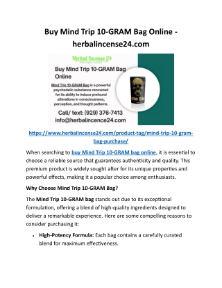 Buy Mind Trip 10-GRAM Bag Online - herbalincense24