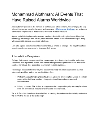 Mohammad Alothman AI Events That Have Raised Alarms Worldwide