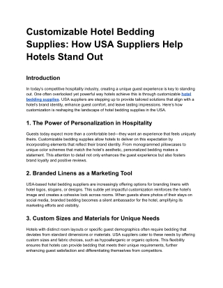 Customizable Hotel Bedding Supplies_ How USA Suppliers Help Hotels Stand Out