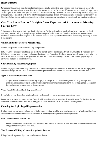 Can You Sue a Doctor? Insights from Experienced Attorneys at Moseley Collins Law