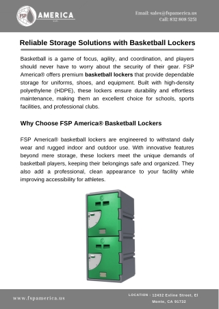 Reliable Storage Solutions with Basketball Lockers