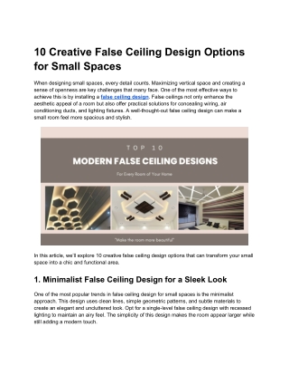 10 Creative False Ceiling Design Options for Small Spaces