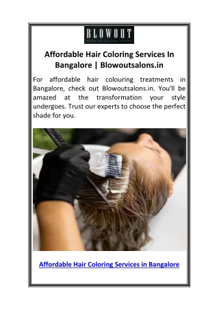 Affordable Hair Coloring Services In Bangalore  Blowoutsalons.in