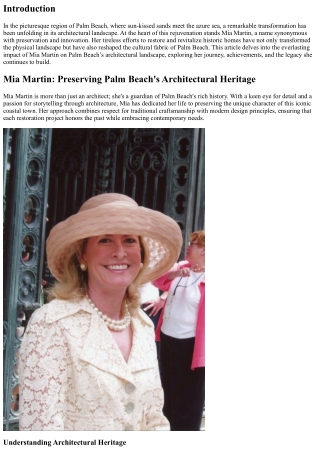 The Everlasting Impact of Mia Martin on Palm Beach’s Architectural Landscape