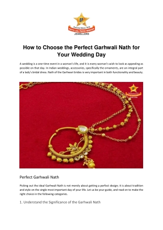 How to Choose the Perfect Garhwali Nath for Your Wedding Day