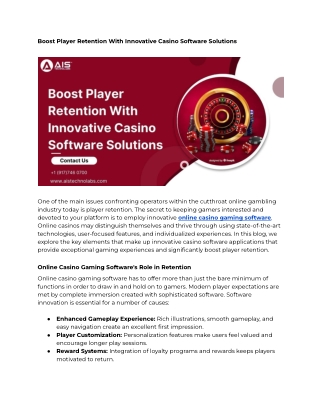 Boost Player Retention With Innovative Casino Software Solutions