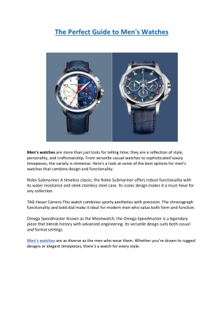 The Perfect Guide to Men's Watches
