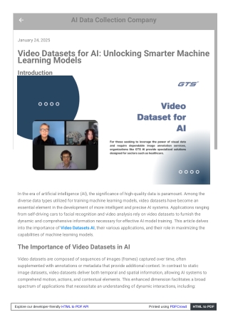 Video Datasets for AI Unlocking Smarter Machine Learning Models