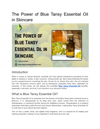 The Power of Blue Tansy Essential Oil in Skincare