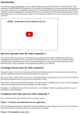 Le Guide Ultime pour une Mise en Œuvre Réussie d'une Carte de Visite Connectée