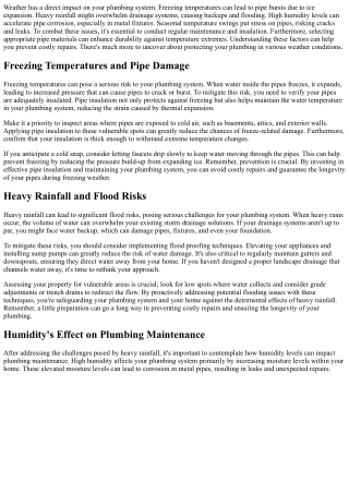 The Impact of Weather on Your Plumbing System