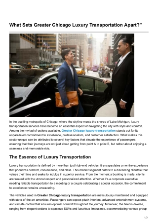 What Sets Greater Chicago Luxury Transportation Apart