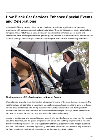 How Black Car Services Enhance Special Events and Celebrations