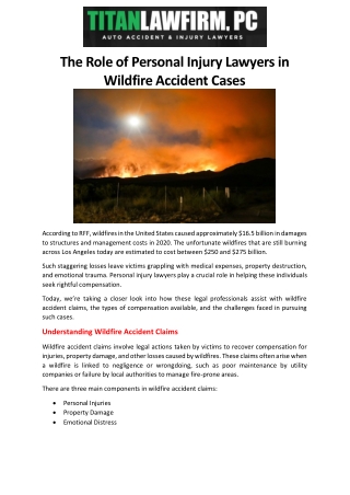 The Role of Personal Injury Lawyers in Wildfire Accident Cases