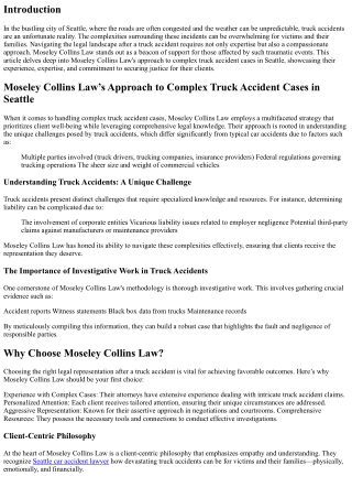 Moseley Collins Law’s Approach to Complex Truck Accident Cases in Seattle