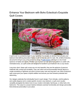 Enhance Your Bedroom with Boho Eclectica's Exquisite Quilt Covers