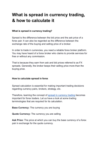 What is spread in currency trading, & how to calculate it
