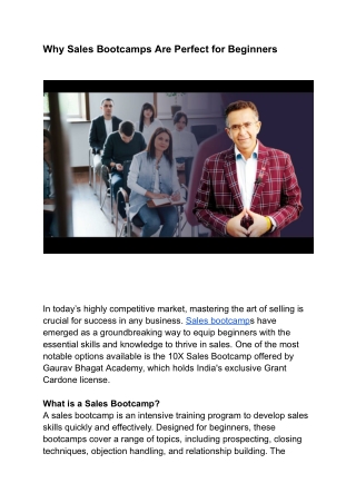 Why Sales Bootcamps Are Perfect for Beginners