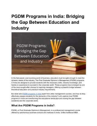 PGDM Programs in India_ Bridging the Gap Between Education and Industry