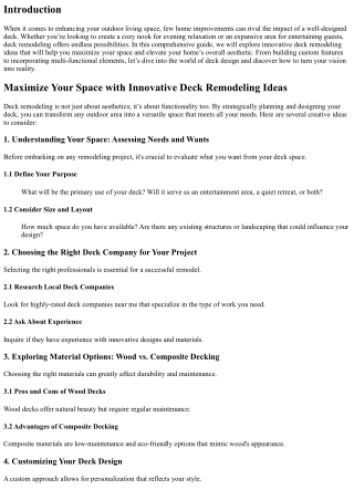 Maximize Your Space with Innovative Deck Remodeling Ideas