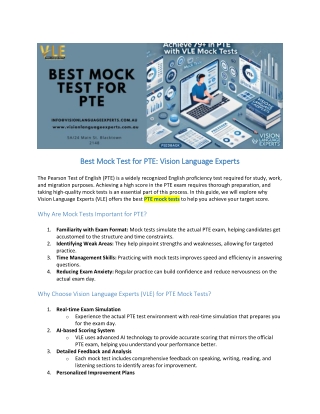 Best Mock Test for PTE