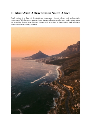 10 Must-Visit Attractions in South Africa