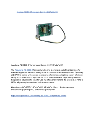 Accutemp AC-5555-2 Temperature Control, 240V _ PartsFe UK