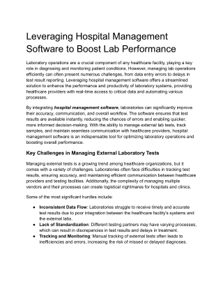 Leveraging Hospital Management Software to Boost Lab Performance