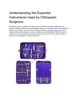 Orthopedic surgeon instruments
